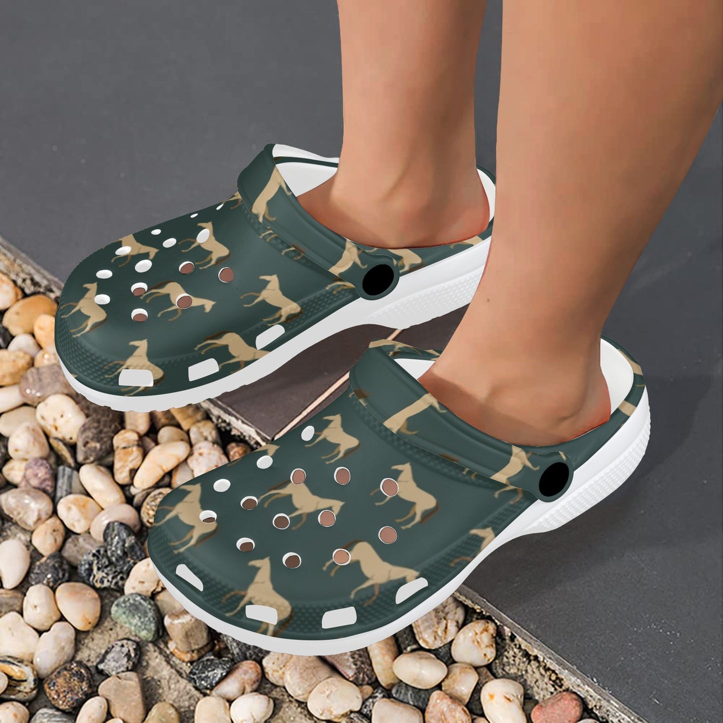 Horse Classic Themed Pattern Print Unisex Clogs Shoes
