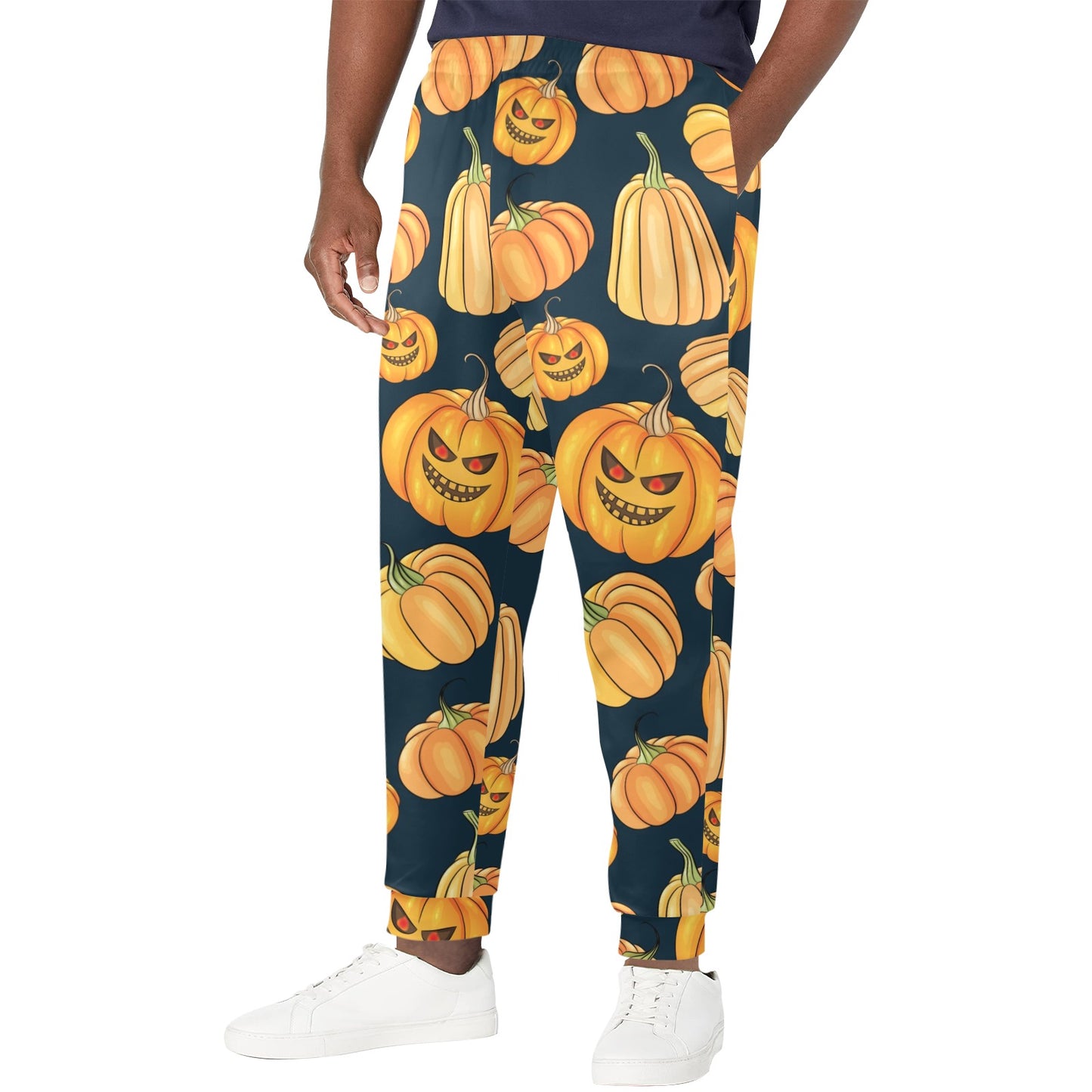 Pumpkin Halloween Pattern Print Design A04 Men's Casual Track Pants