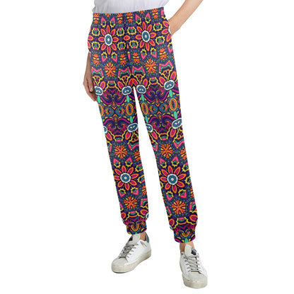 Ethnic Flower Style Print Pattern Women's Casual Track Pants