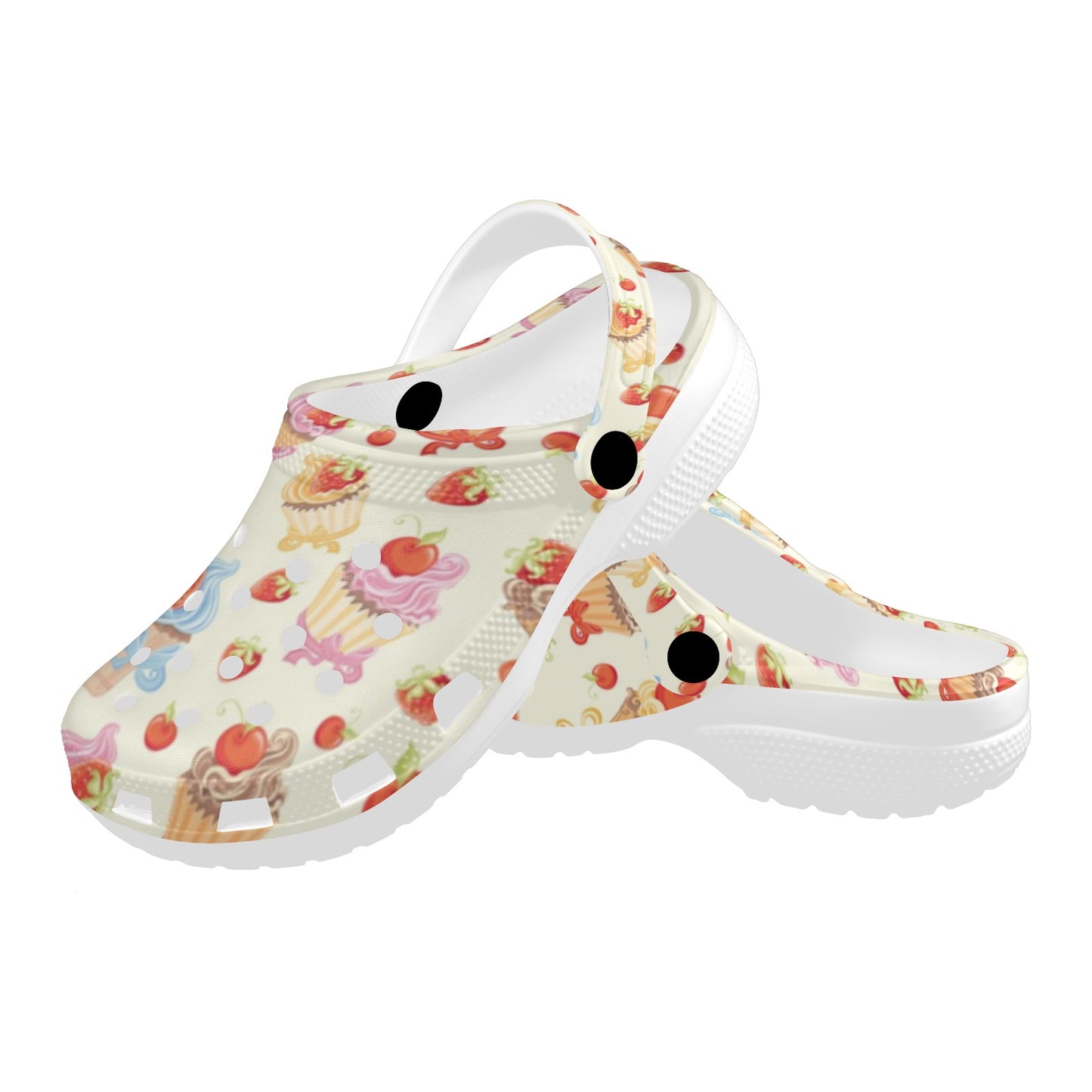 Cupcakes Strawberry Cherry Print Unisex Clogs Shoes