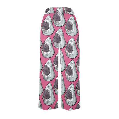 Great White Shark Pattern Print Design 01 Women's Wide Leg Lounge Pants