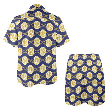 Anchor Luxury Pattern Men's Beach Shirt and Shorts Set