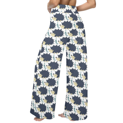 Hedgehog Print Design LKS401 Women's Wide Leg Lounge Pants