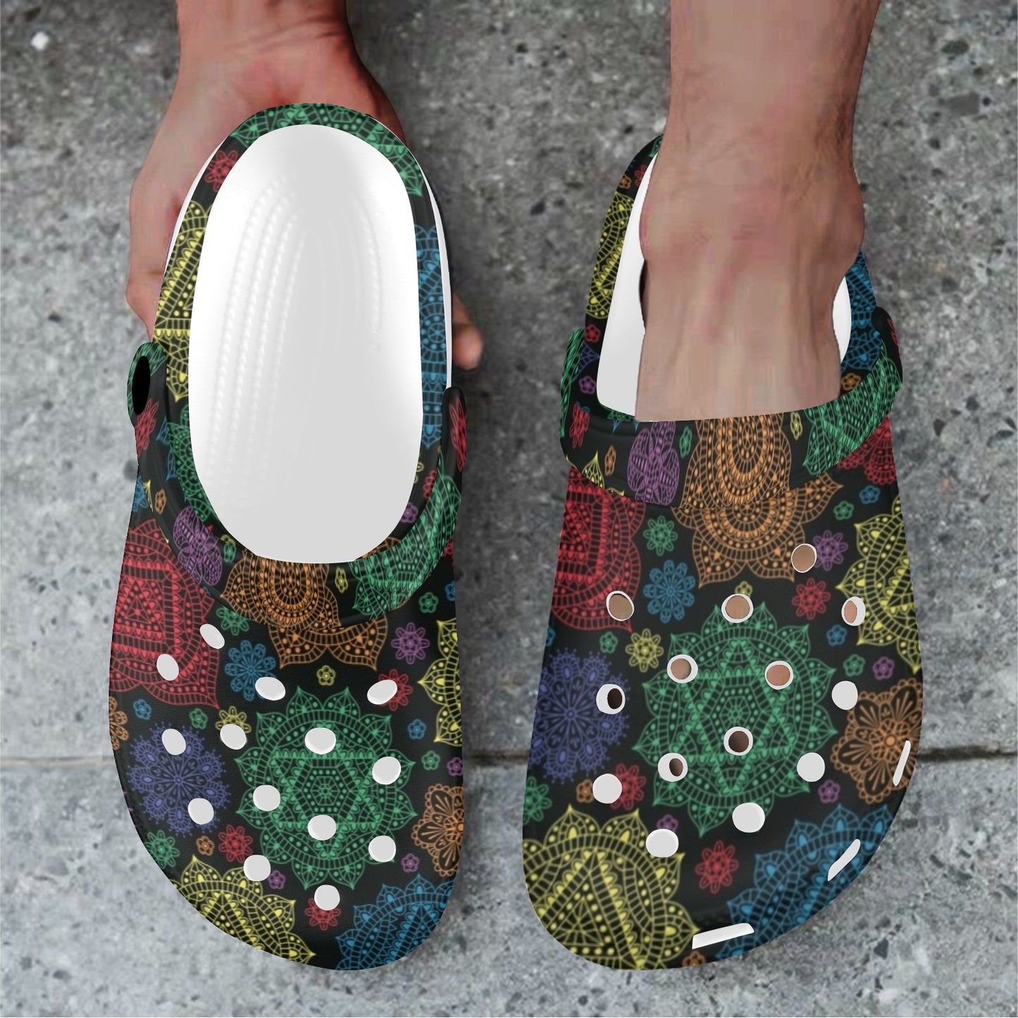 Chakra Mandala Print Pattern Unisex Clogs Shoes