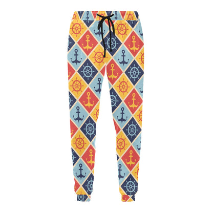 Nautical Pattern Design Themed Print Men's Sweatpants