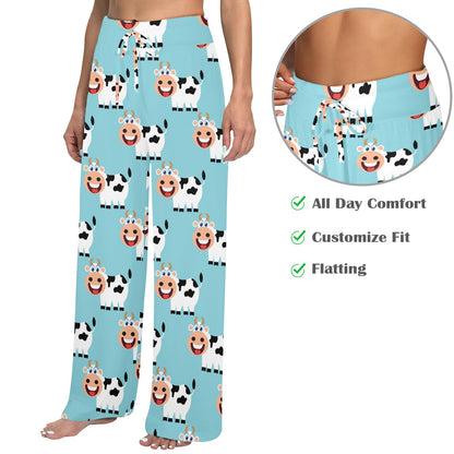 Cattle Cute Pattern Print Design 01 Women's Wide Leg Lounge Pants