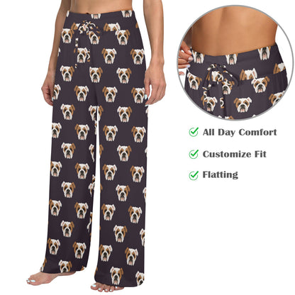 Bulldogs Pattern Print Design 03 Women's Wide Leg Lounge Pants