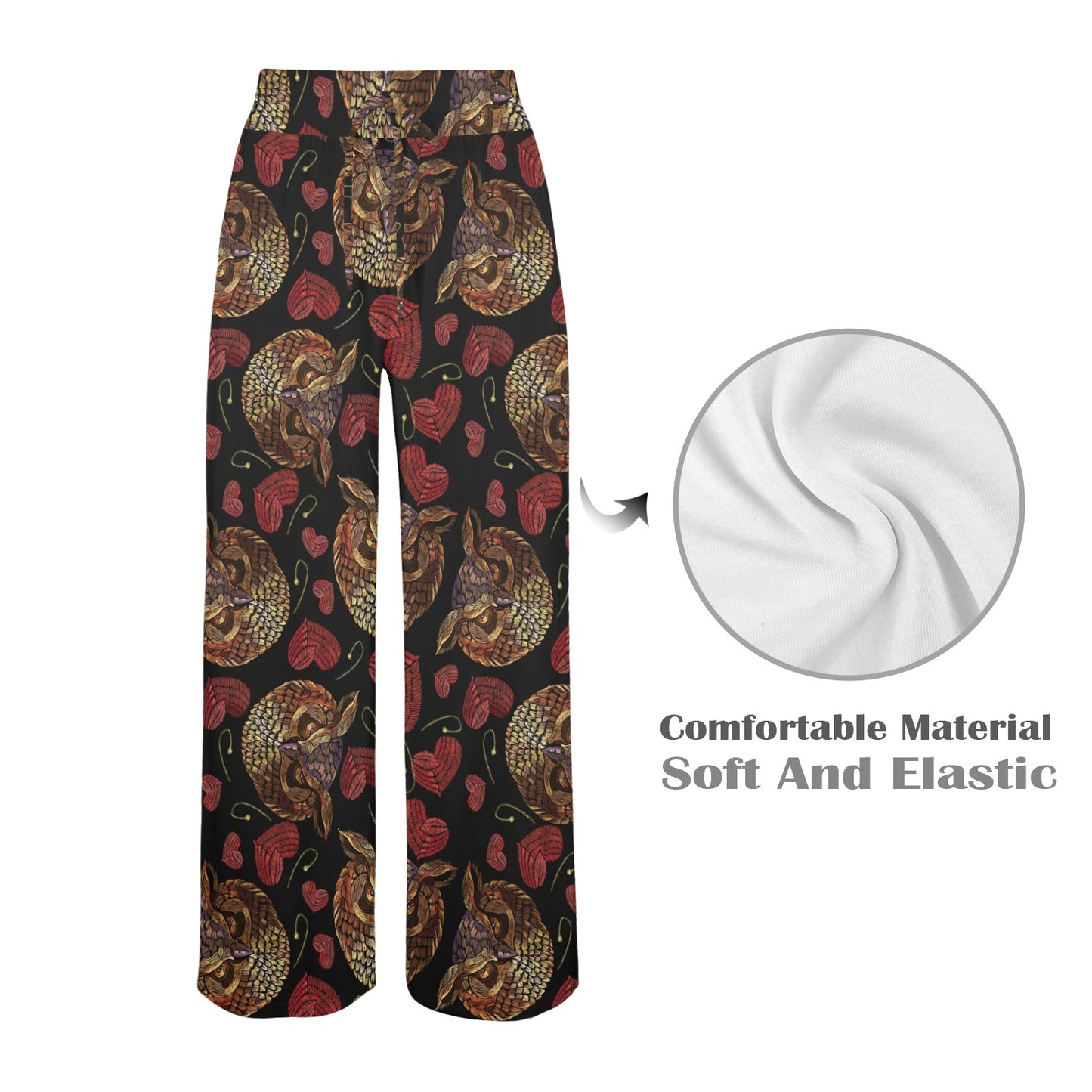 Owl Pattern Print Design A08 Women's Wide Leg Lounge Pants