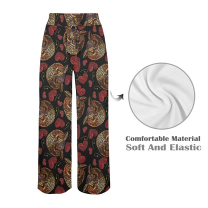 Owl Pattern Print Design A08 Women's Wide Leg Lounge Pants
