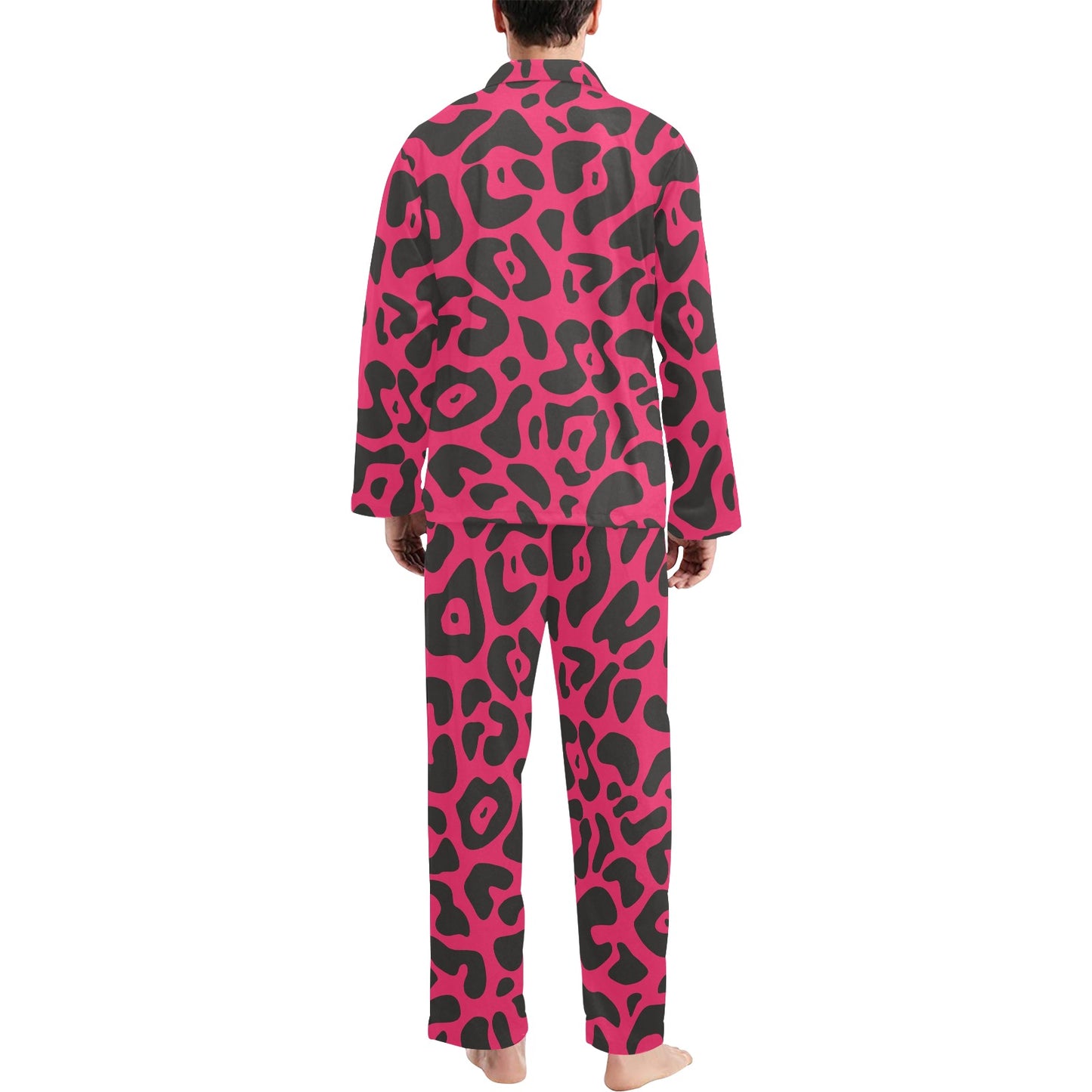 Cheetah Pink Print Pattern Men's Long Pajama Set