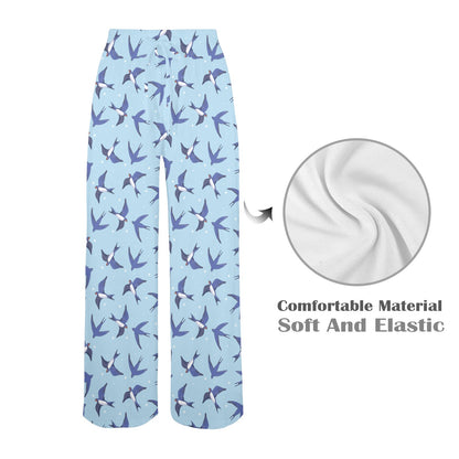 Swallow Bird Pattern Print Design 06 Women's Wide Leg Lounge Pants