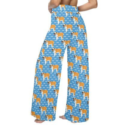 Bulldogs Pattern Print Design 06 Women's Wide Leg Lounge Pants