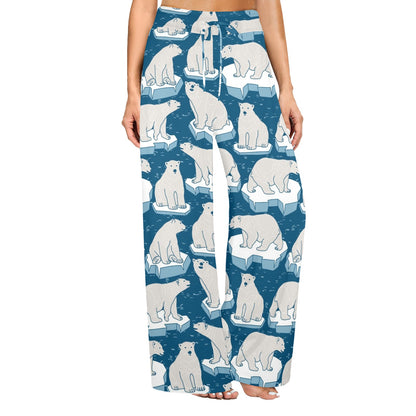Polar Bear Pattern Print Design PB03 Women's Wide Leg Lounge Pants