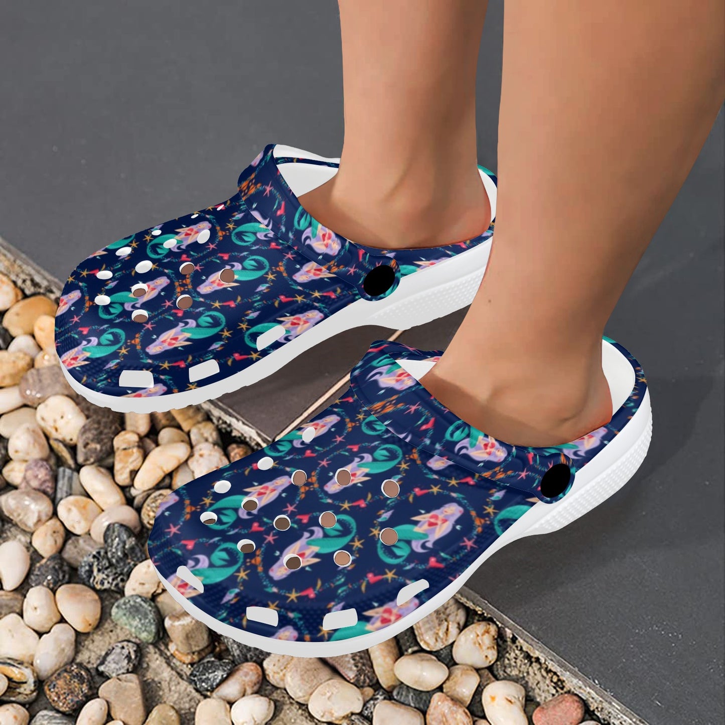 Mermaid Girl Cute Design Print Unisex Clogs Shoes