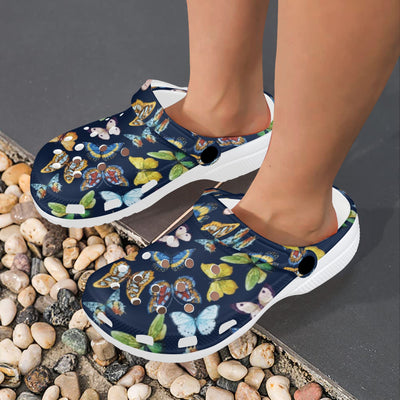 Butterfly Beautiful Print Pattern Unisex Clogs Shoes