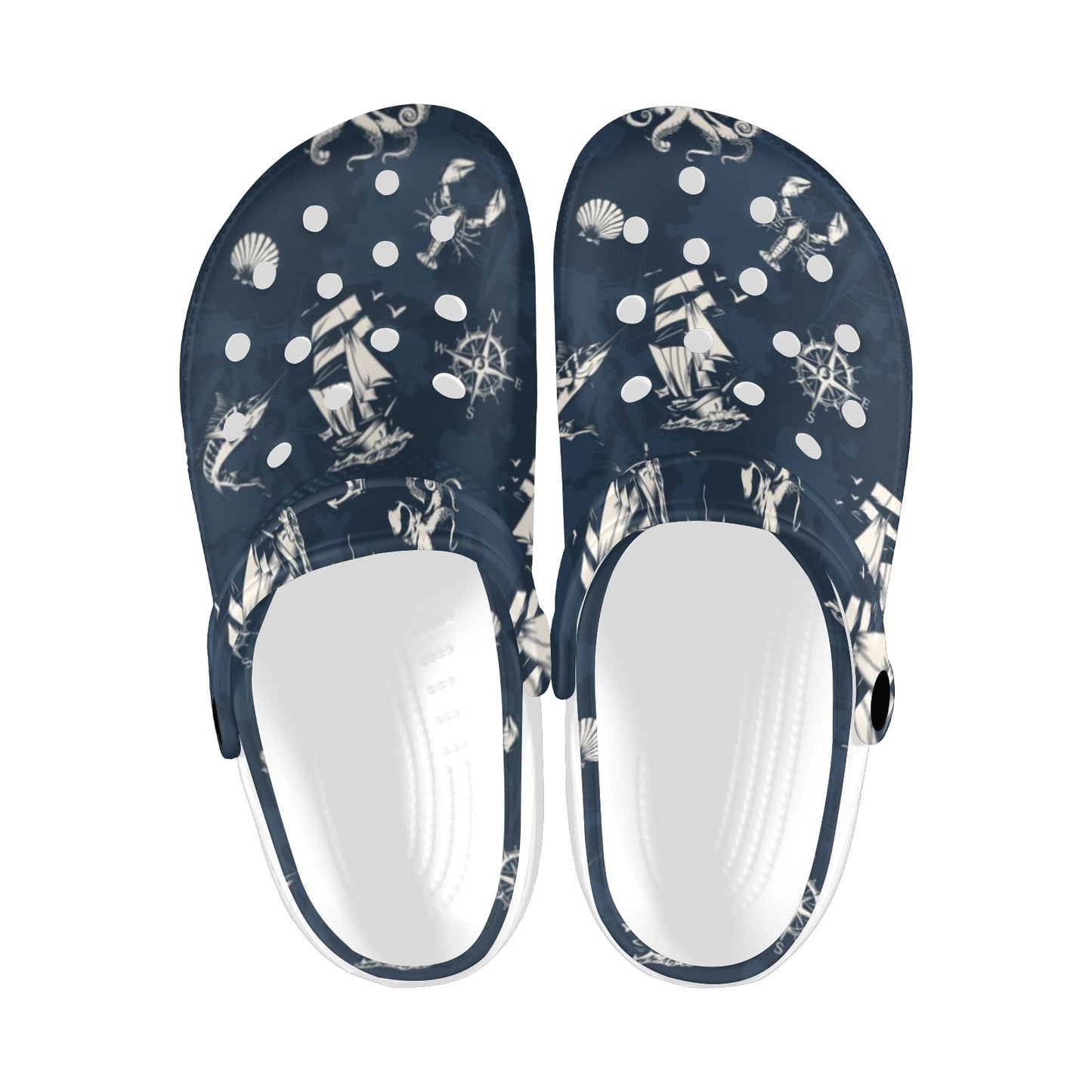 Nautical Sea Themed Print Unisex Clogs Shoes