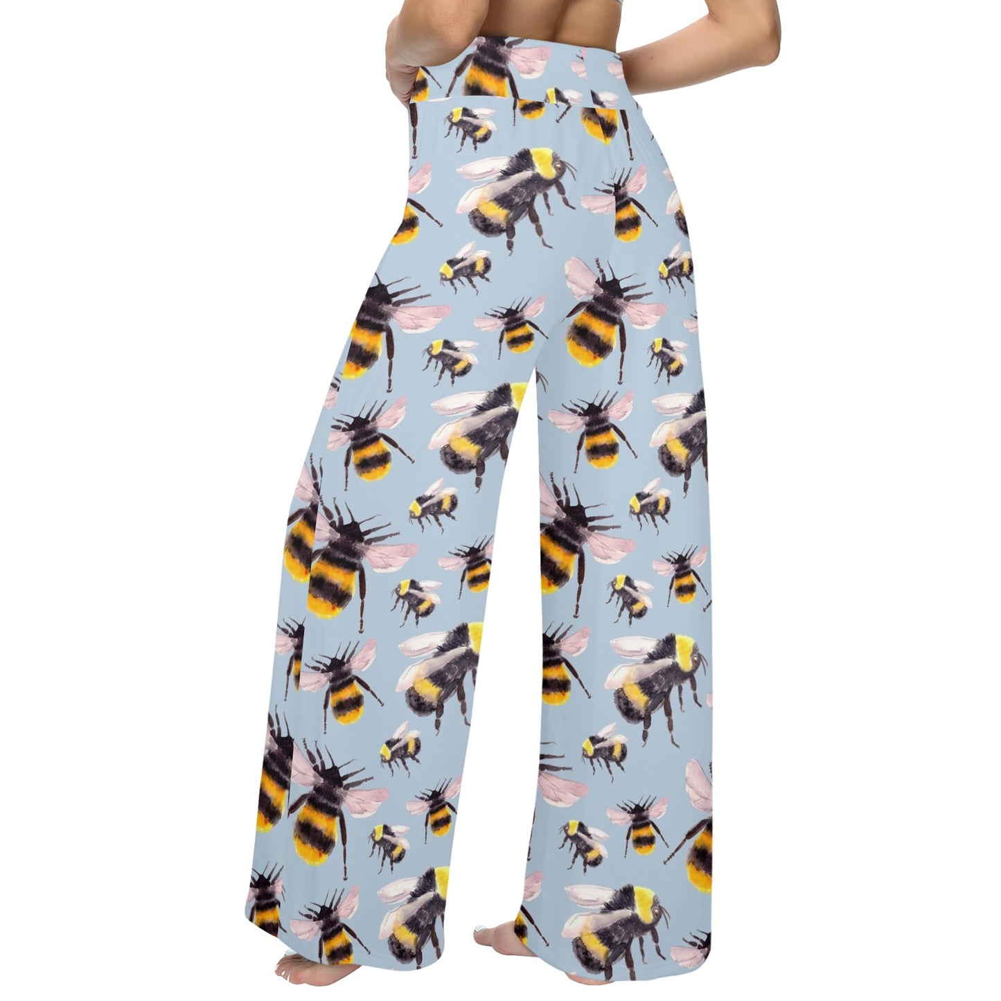 Bee Pattern Print Design BEE08 Women's Wide Leg Lounge Pants