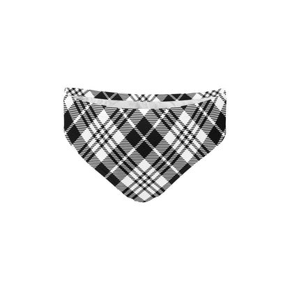 Plaid Black White Pattern Print Design A02 Men's Swimming Briefs