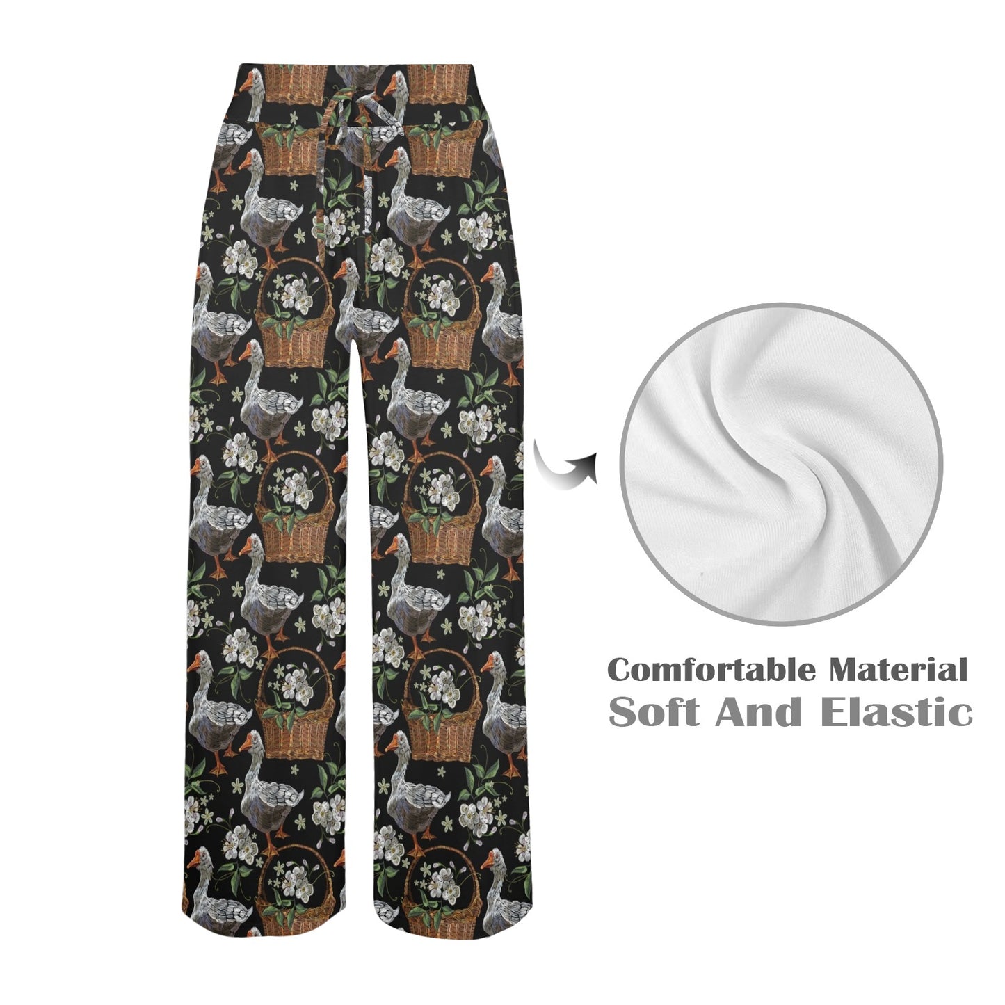 Goose Print Design LKS406 Women's Wide Leg Lounge Pants