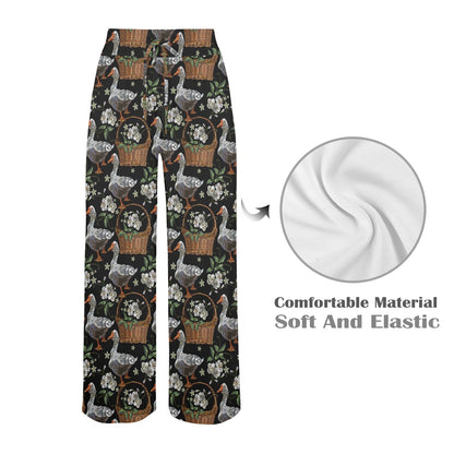 Goose Print Design LKS406 Women's Wide Leg Lounge Pants