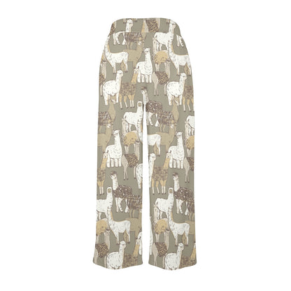 Alpaca Pattern Print Design 01 Women's Wide Leg Lounge Pants