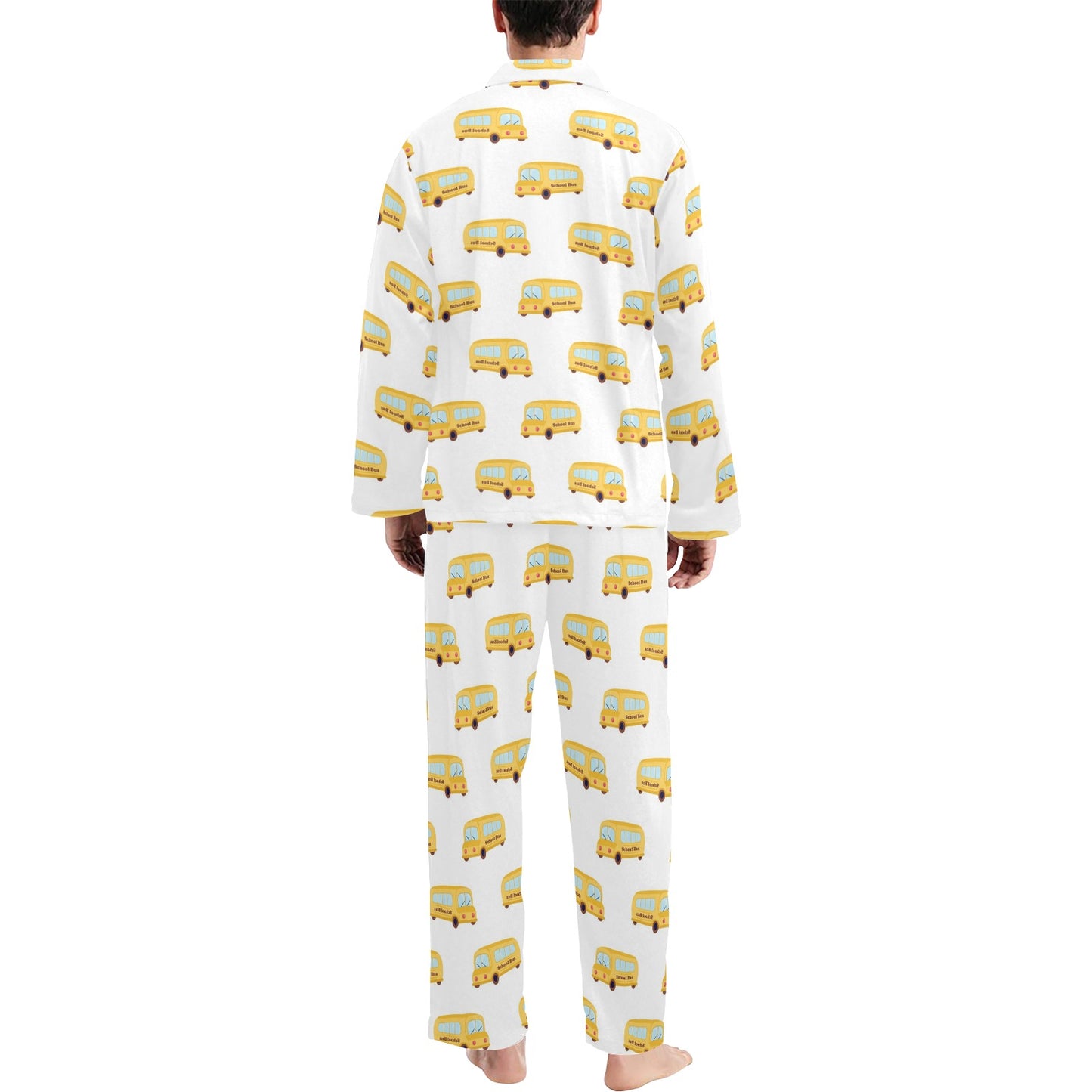 School Bus Print Design LKS306 Men's Long Pajama Set