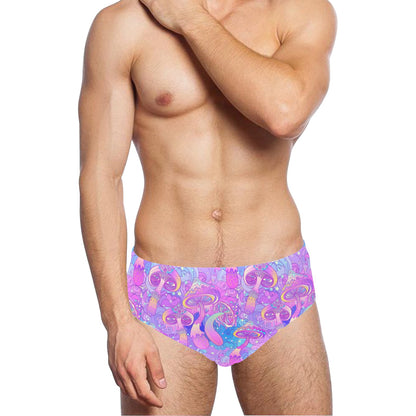 Psychedelic Trippy Mushroom Print Men's Swimming Briefs