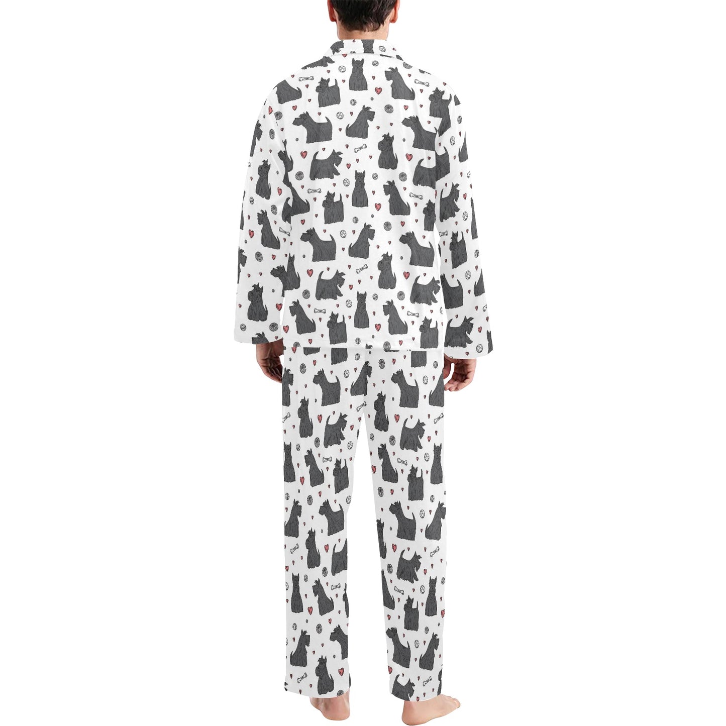 Scottish Terriers Print Design LKS3015 Men's Long Pajama Set