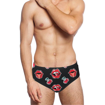 Cherry Pattern Print Design CH04 Men's Swimming Briefs