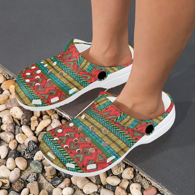 African Colorful Zigzag Print Pattern Unisex Clogs Shoes