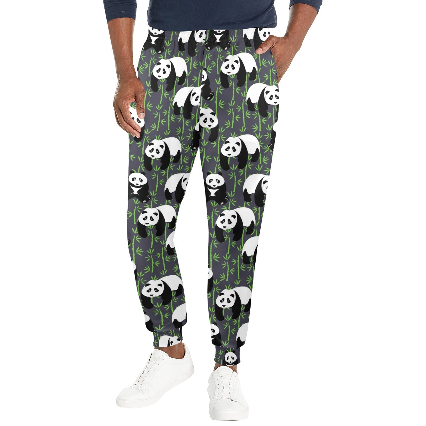 Panda Bear Bamboo Themed Print Men's Casual Track Pants
