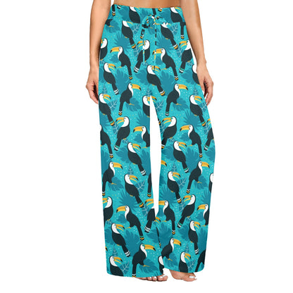 Toucan Parrot Pattern Print Women's Wide Leg Lounge Pants