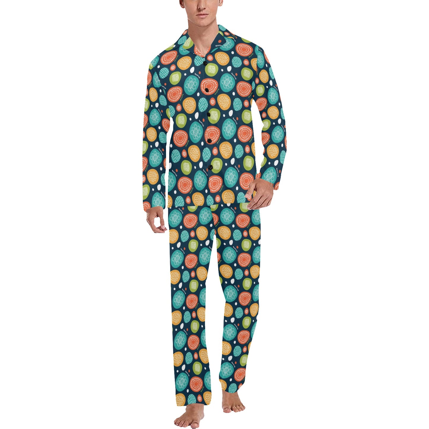Swedish Themed Design Men's Long Pajama Set