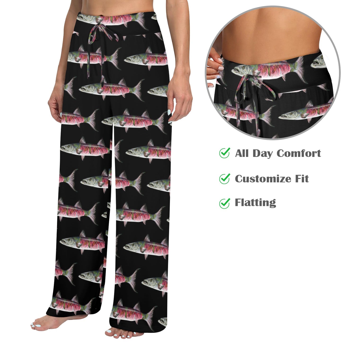 Barracuda Pattern Print Design 02 Women's Wide Leg Lounge Pants