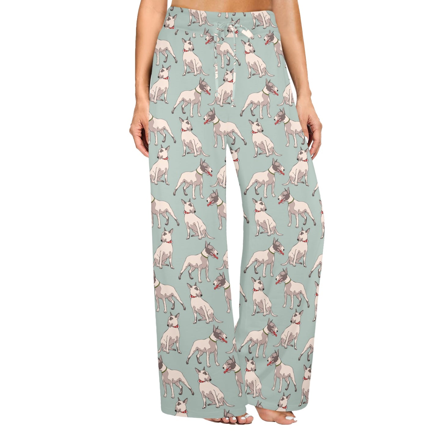 Bull Terrier Cute Print Pattern Women's Wide Leg Lounge Pants