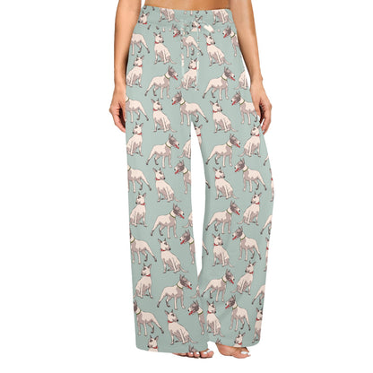 Bull Terrier Cute Print Pattern Women's Wide Leg Lounge Pants