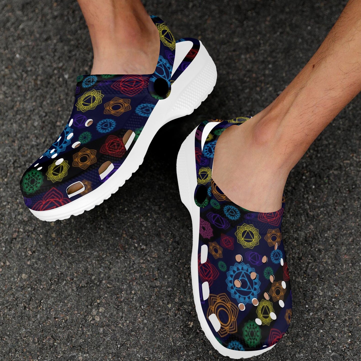 Chakra Colorful Print Pattern Unisex Clogs Shoes