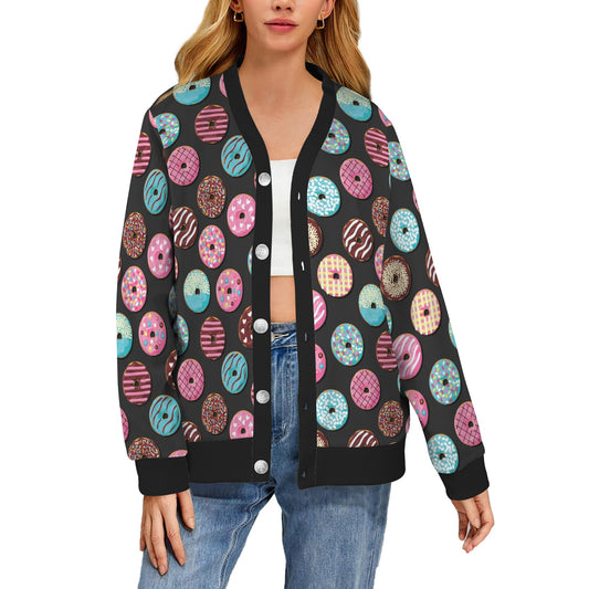 Donut Pattern Print Design DN02 Women's Cardigan
