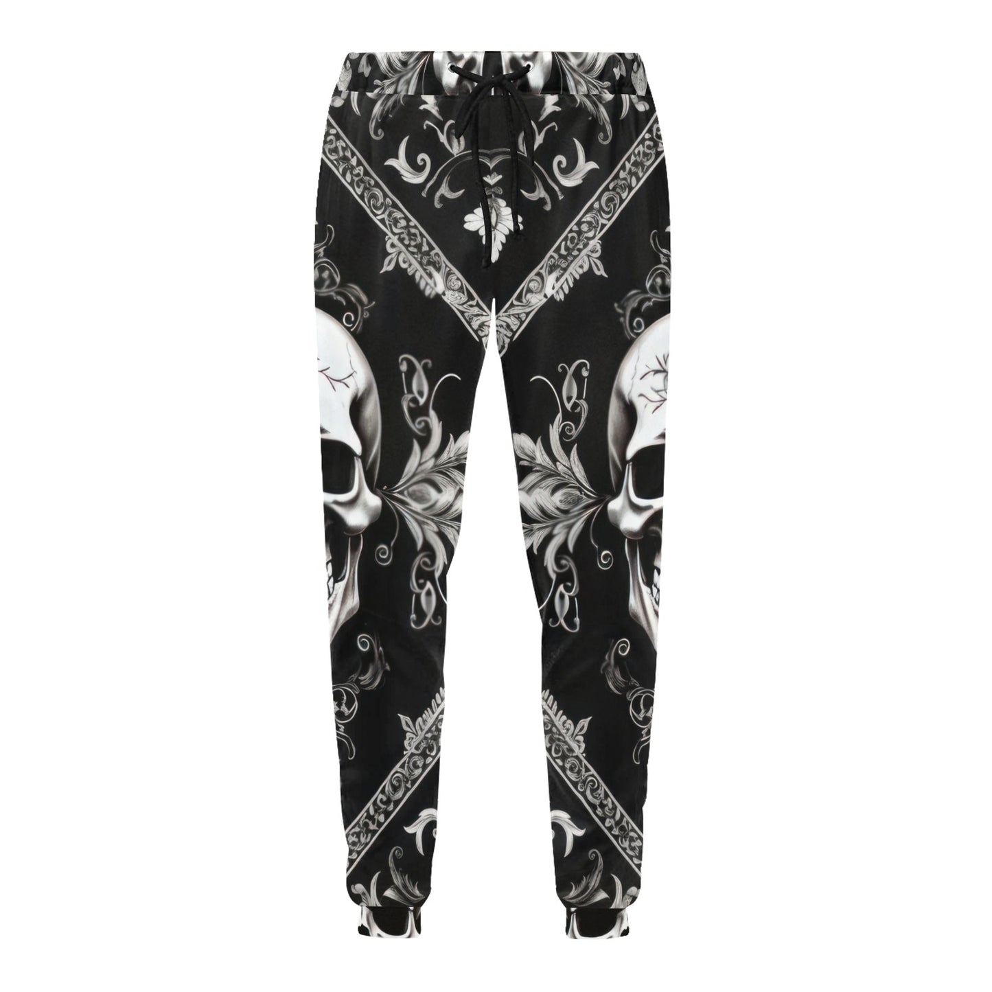 Bandana Black Style with Skull Men's Sweatpants
