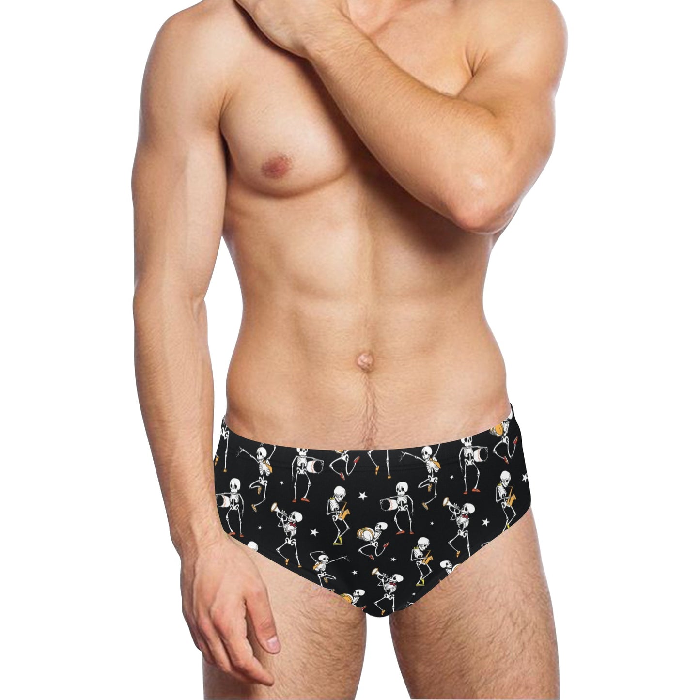 Skeleton Dance Print Men's Swimming Briefs