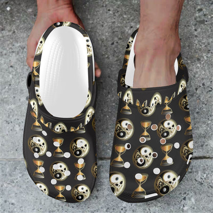 Yin Yang Skull Themed Design Print Unisex Clogs Shoes