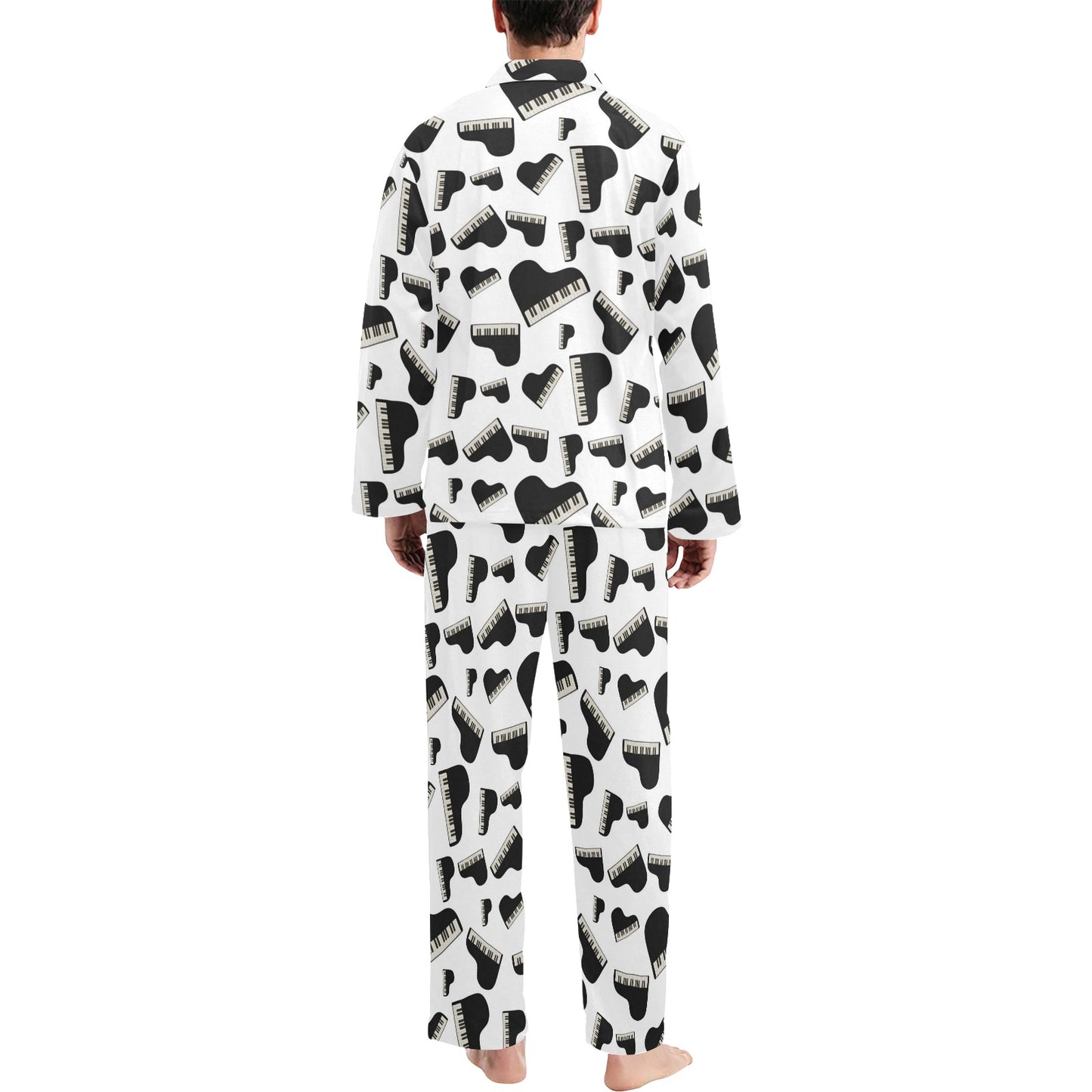 Piano Print Design LKS405 Men's Long Pajama Set