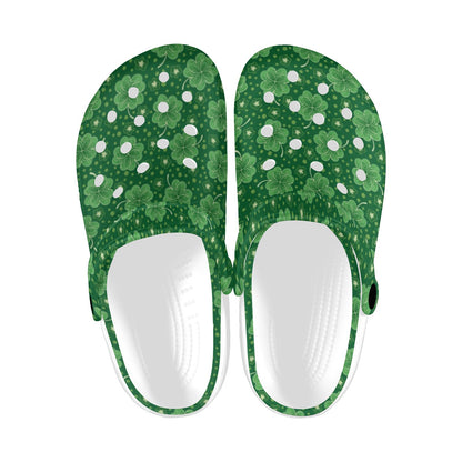 Shamrock Design Print Unisex Clogs Shoes