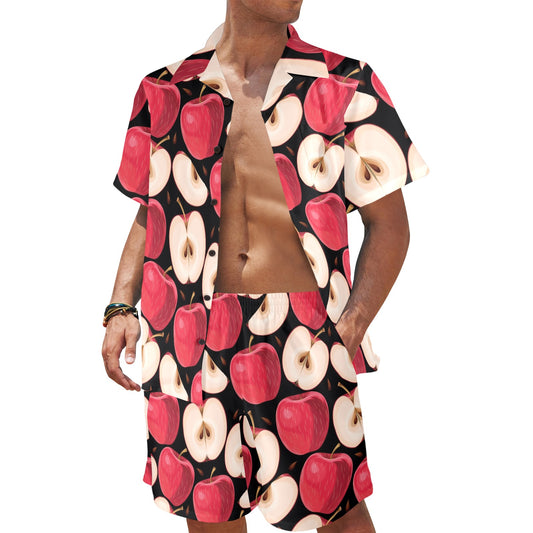 Apple Pattern Print Design AP02 Men's Beach Shirt and Shorts Set