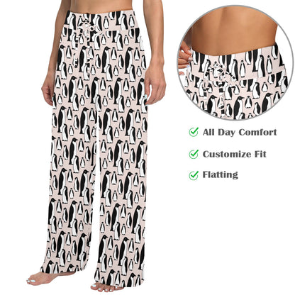 Penguin Themed Women's Wide Leg Lounge Pants