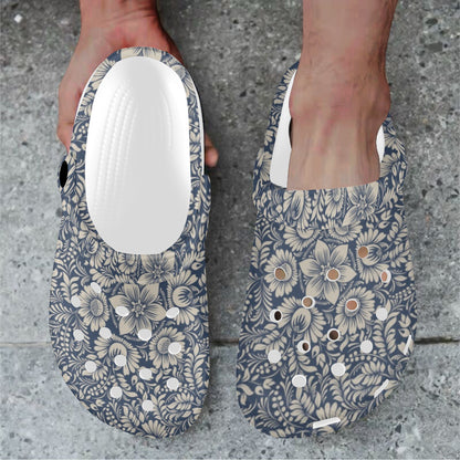 Elegant Floral Print Pattern Unisex Clogs Shoes