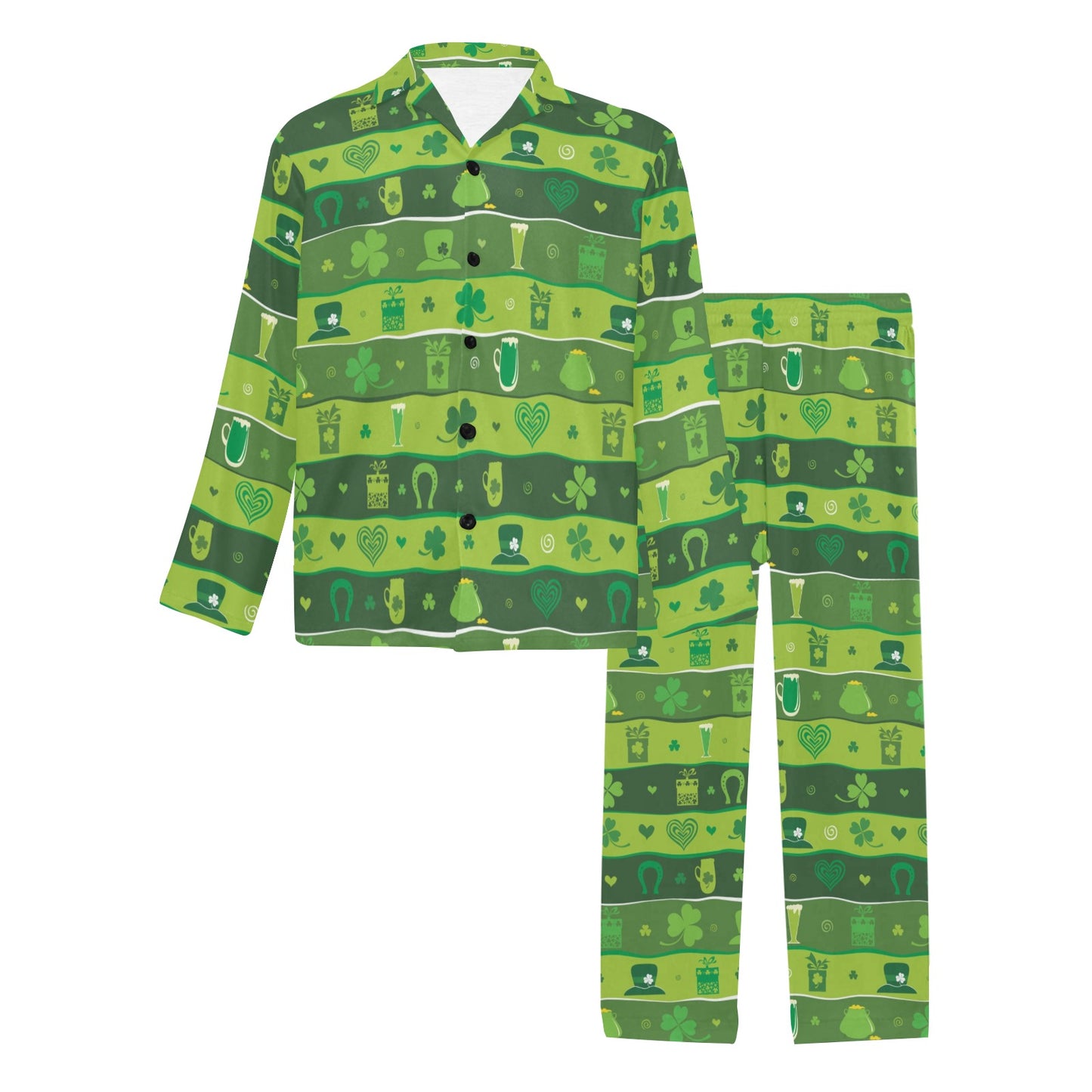 Shamrock Print Design LKS303 Men's Long Pajama Set
