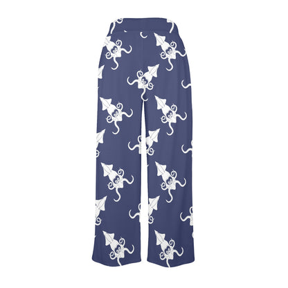 Giant Squid Pattern Print Design 02 Women's Wide Leg Lounge Pants