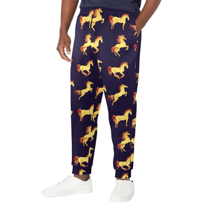 Gold Horse Pattern Men's Casual Track Pants