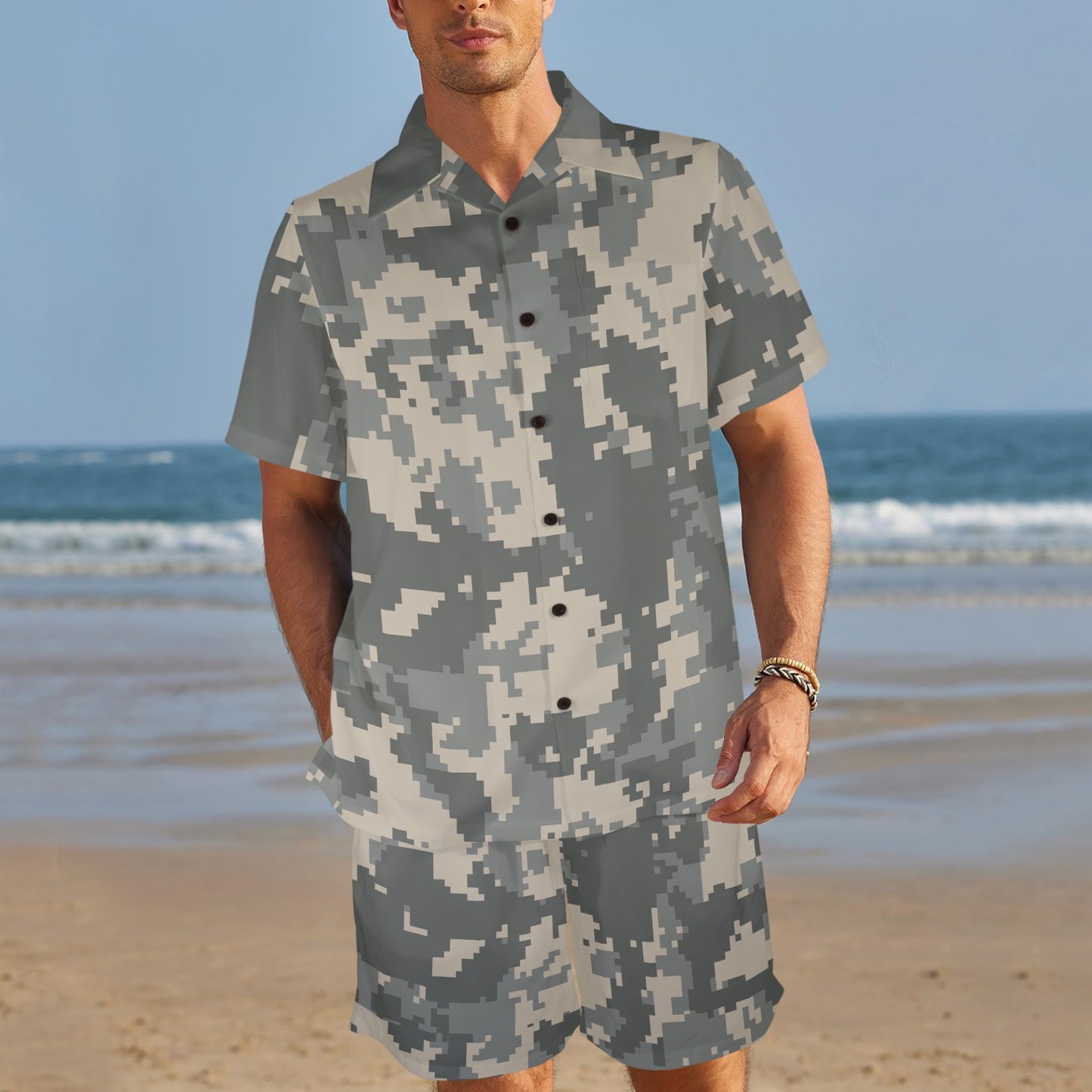 ACU Digital Camouflage Men's Beach Shirt and Shorts Set